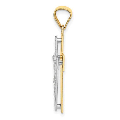 14K Bicolor Gold Kruzifix-Anhänger