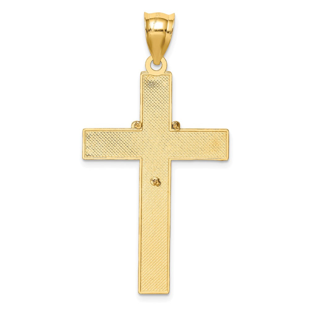 14K Bicolor-Gold Kreuzanhänger mit Weißrhodium und Rosenkranz