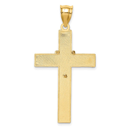 14K Bicolor-Gold Kreuzanhänger mit Weißrhodium und Rosenkranz
