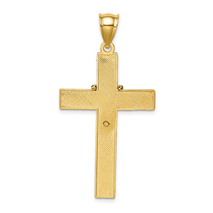 14 Karat Gelb- und Rhodiumgold Kreuz mit Rhodium und Rosenkranz-Anhänger