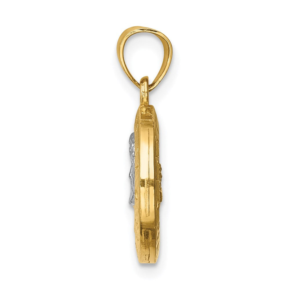 14K Gelbgold mit Rhodium, wendbarer Anhänger "Letztes Abendmahl & Jesus
