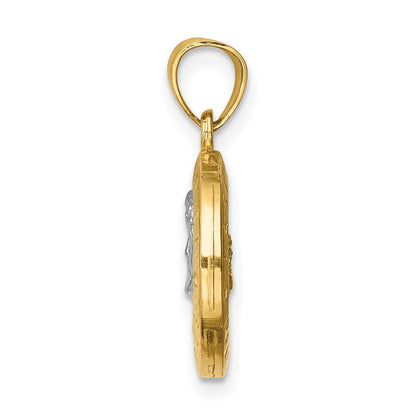 14K Gelbgold mit Rhodium, wendbarer Anhänger "Letztes Abendmahl & Jesus