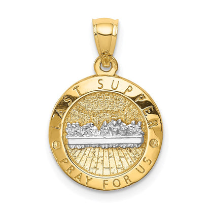 14K Gelbgold mit Rhodium, wendbarer Anhänger "Letztes Abendmahl & Jesus