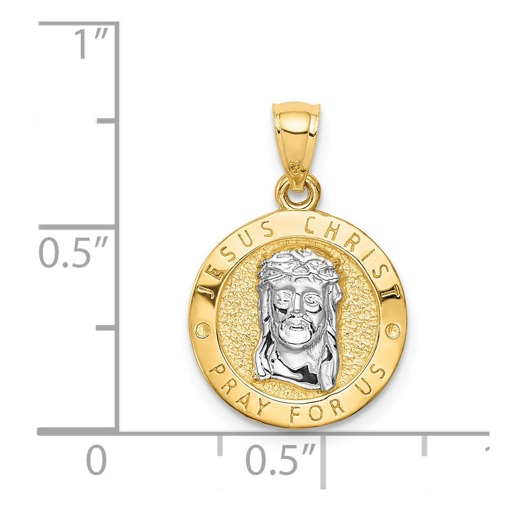 14K Gelbgold mit Rhodium, wendbarer Anhänger "Letztes Abendmahl & Jesus