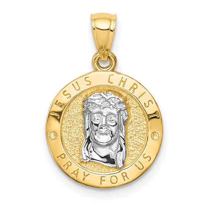 14K Gelbgold mit Rhodium, wendbarer Anhänger "Letztes Abendmahl & Jesus