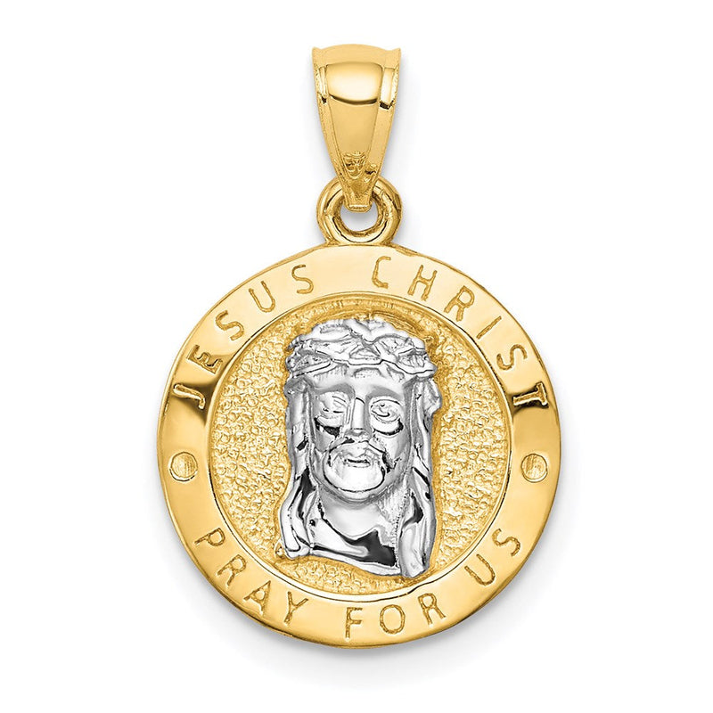 14K Gelbgold mit Rhodium, wendbarer Anhänger "Letztes Abendmahl & Jesus