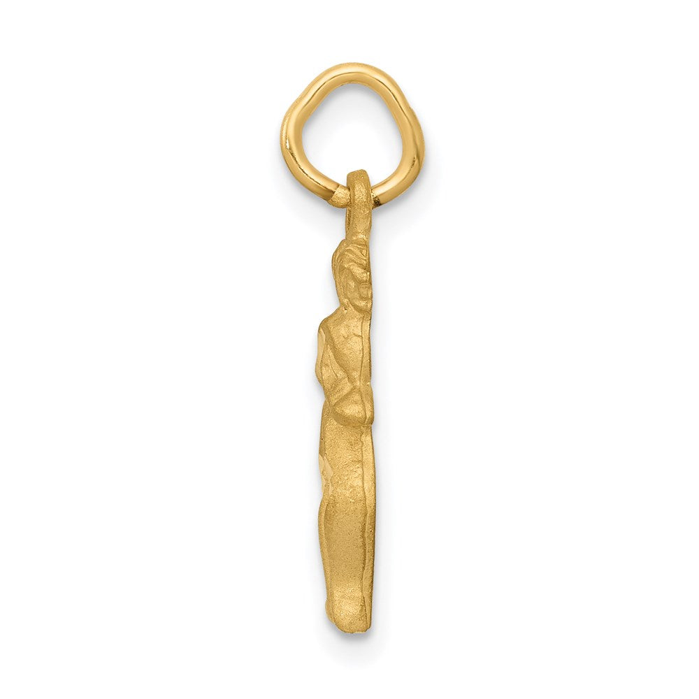 14K Gelbgold Satiniert Diamantiert Gemini Tierkreis Charm