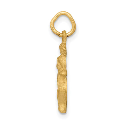 14K Gelbgold Satiniert Diamantiert Gemini Tierkreis Charm