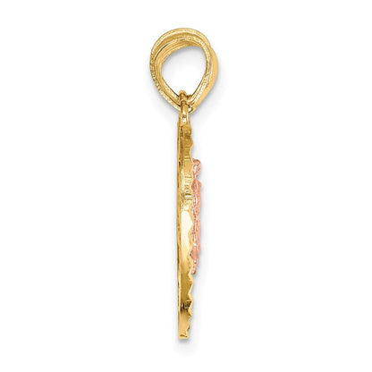 14K Bicolor-Gold Wendeanhänger „Jungfrau von Guadalupe & Kruzifix" mit Trennfunktion