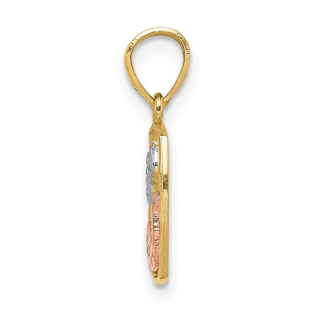14K Bicolor mit Weiß Rhodium Taufe Anhänger