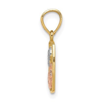 14K Bicolor mit Weiß Rhodium Taufe Anhänger
