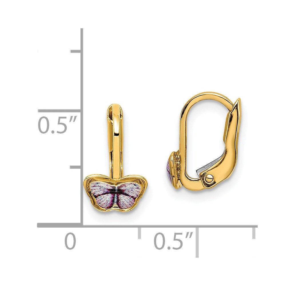 14K Gelbgold Kinder Emaille Schmetterling Creolen