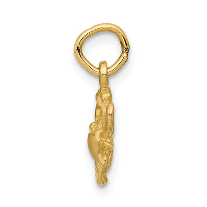 14K Gelbgold Satiniert Diamantiert Cancer Tierkreis Charm