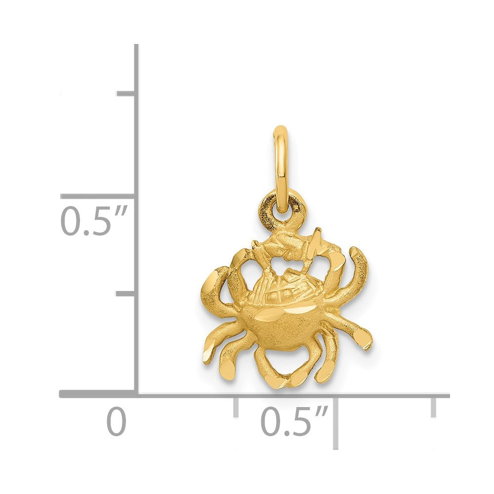 14K Gelbgold Satiniert Diamantiert Cancer Tierkreis Charm