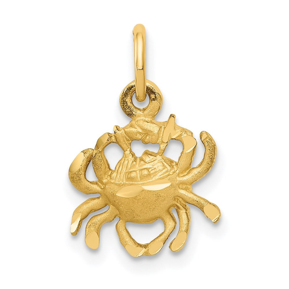 14K Gelbgold Satiniert Diamantiert Cancer Tierkreis Charm