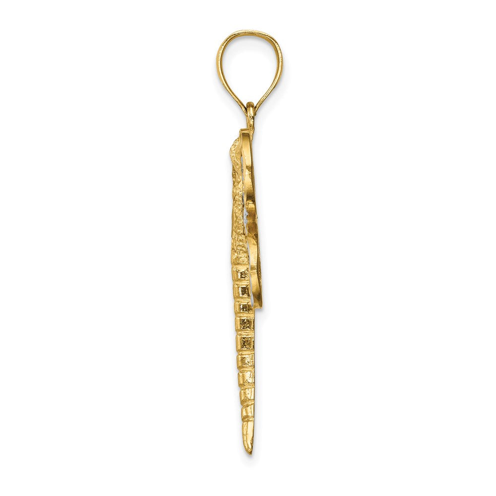 14K Gelb- und Rhodiumgold Diamantgeschliffener Weißrhodium-Libellen-Anhänger