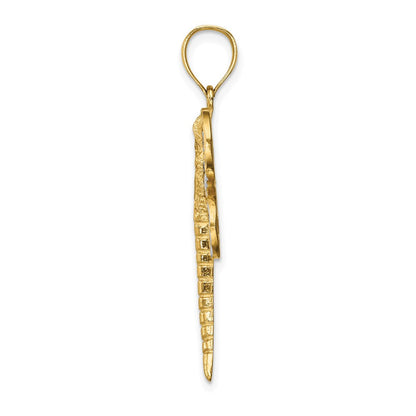 14K Gelb- und Rhodiumgold Diamantgeschliffener Weißrhodium-Libellen-Anhänger