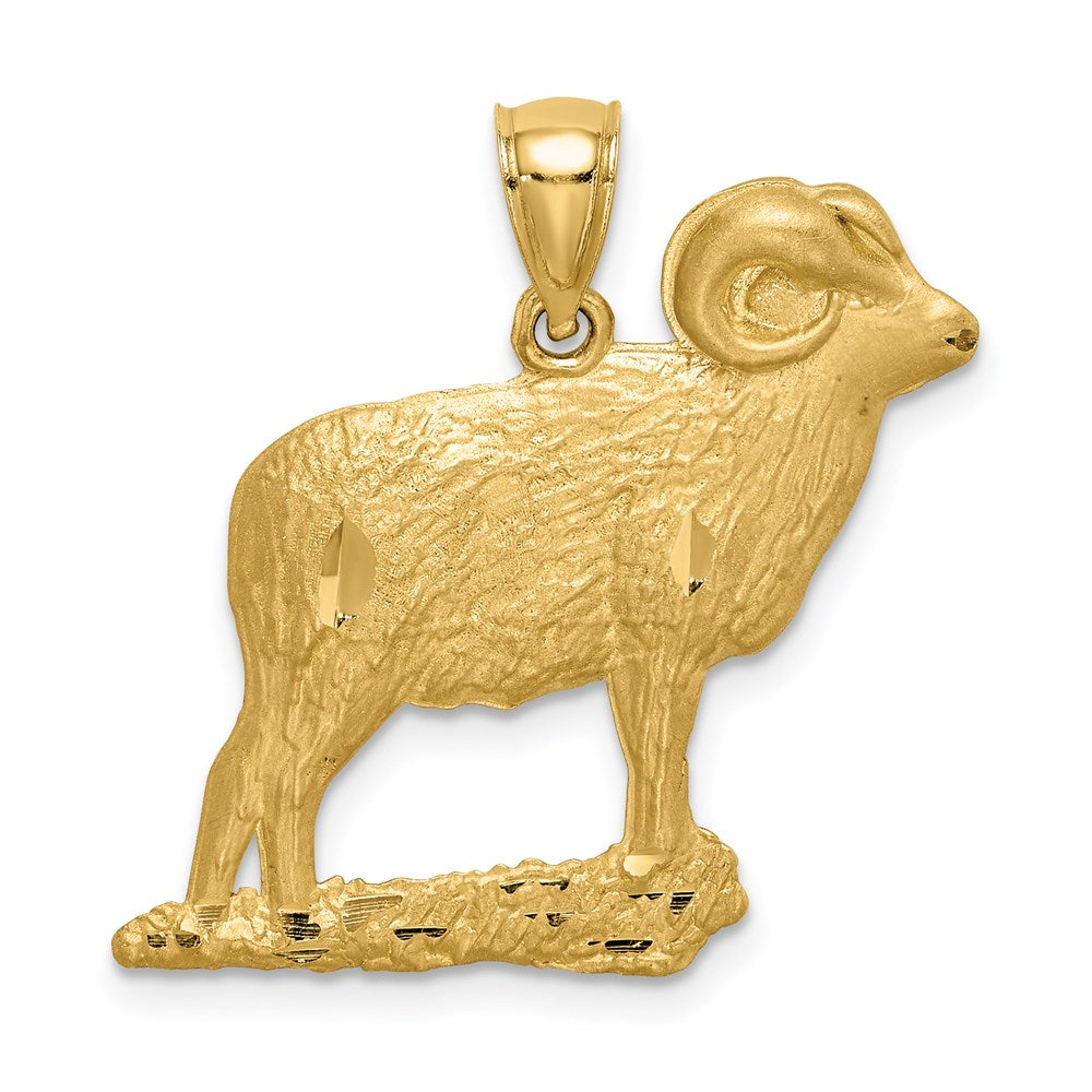 14k Gelbgold diamantgeschliffener Widder-Anhänger