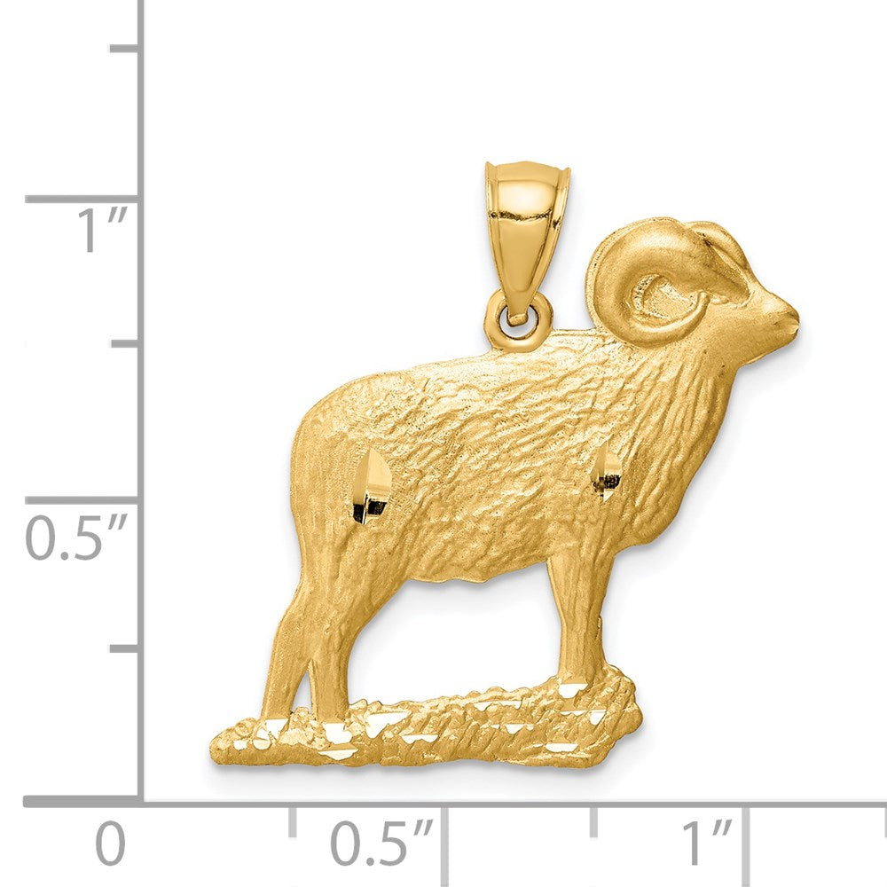 14k Gelbgold diamantgeschliffener Widder-Anhänger