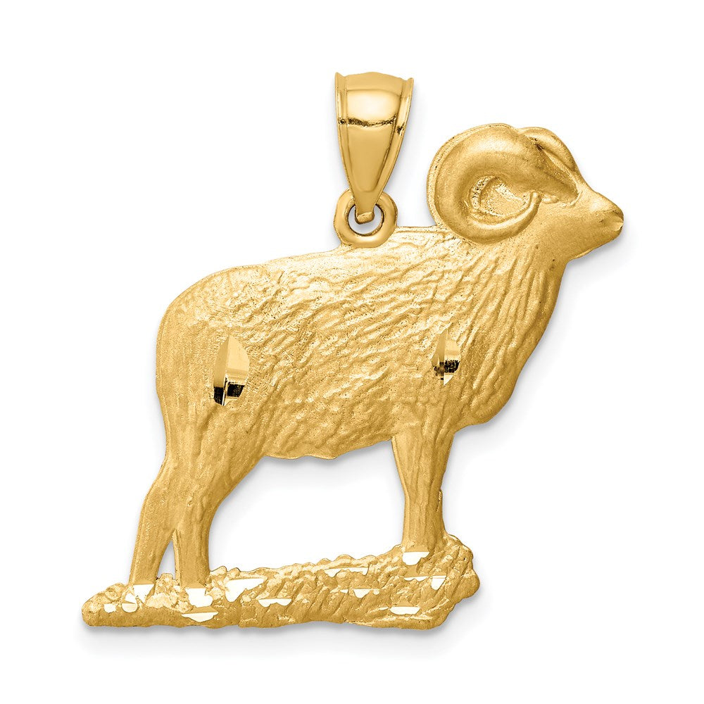 14k Gelbgold diamantgeschliffener Widder-Anhänger