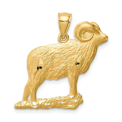 14k Gelbgold diamantgeschliffener Widder-Anhänger
