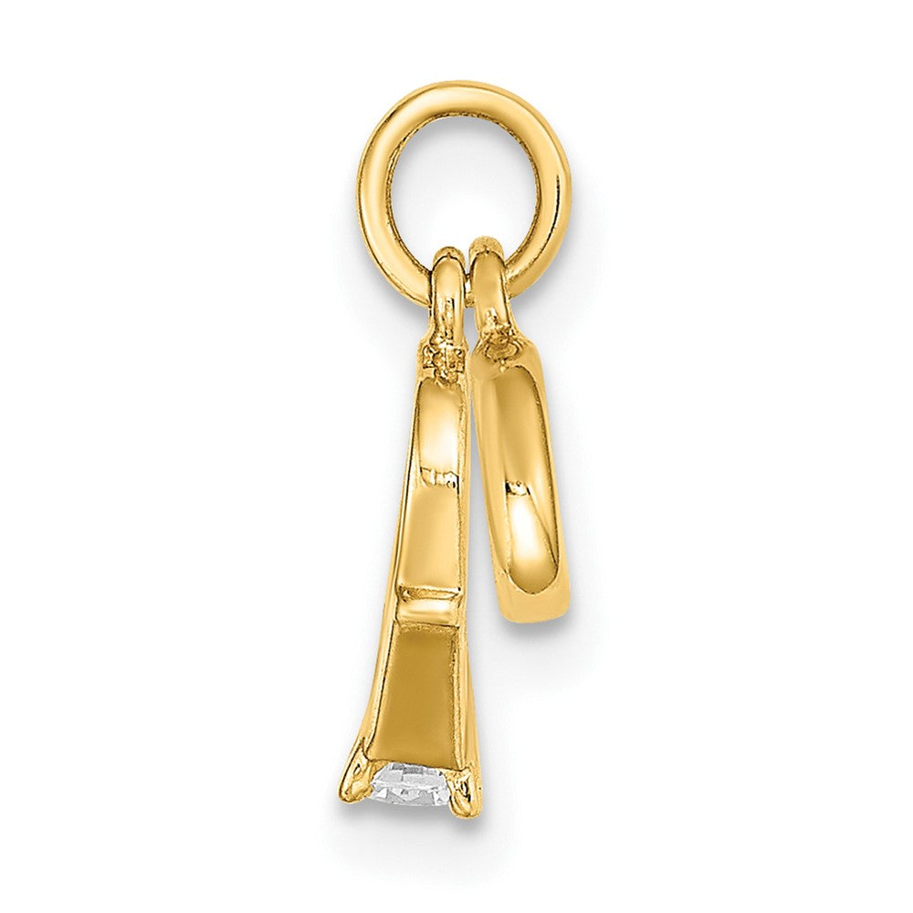 14K Gelbgold Zirkonia Mini 3d Hochzeit Ring Charm