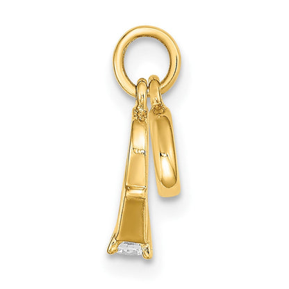 14K Gelbgold Zirkonia Mini 3d Hochzeit Ring Charm