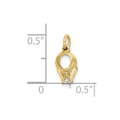 14K Gelbgold Zirkonia Mini 3d Hochzeit Ring Charm