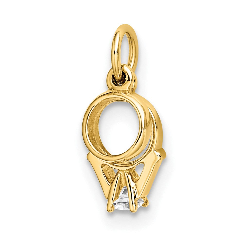 14K Gelbgold Zirkonia Mini 3d Hochzeit Ring Charm