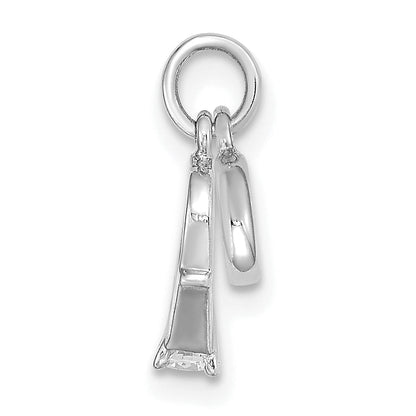 14K Weißgold Zirkonia Mini 3d Hochzeit Ring Charm