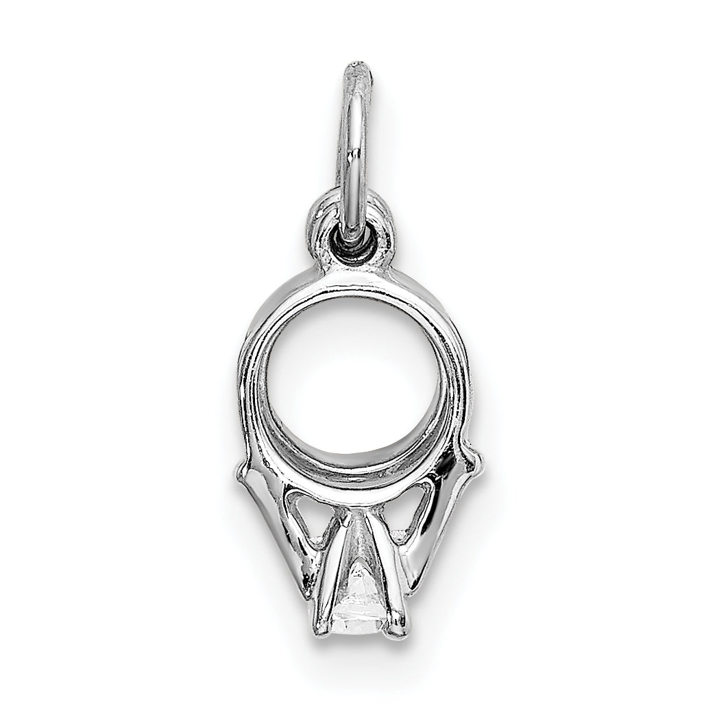 14K Weißgold Zirkonia Mini 3d Hochzeit Ring Charm