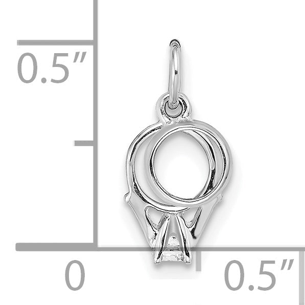 14K Weißgold Zirkonia Mini 3d Hochzeit Ring Charm