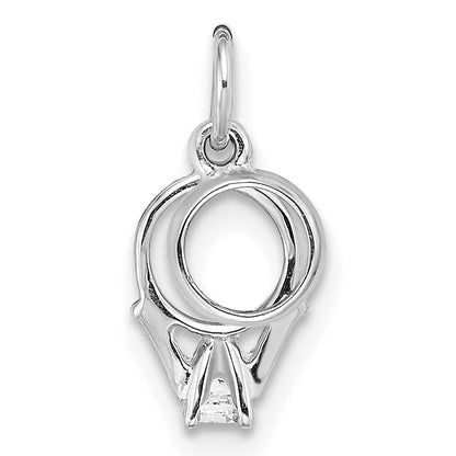 14K Weißgold Zirkonia Mini 3d Hochzeit Ring Charm