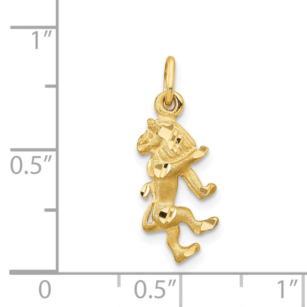 14K Gelbgold Satiniert Diamantiert Leo Tierkreis Charm