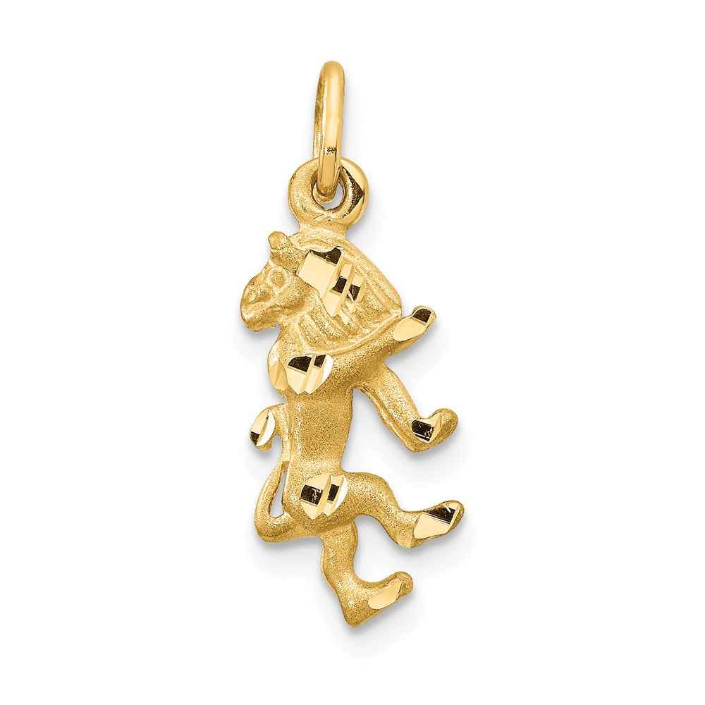 14K Gelbgold Satiniert Diamantiert Leo Tierkreis Charm