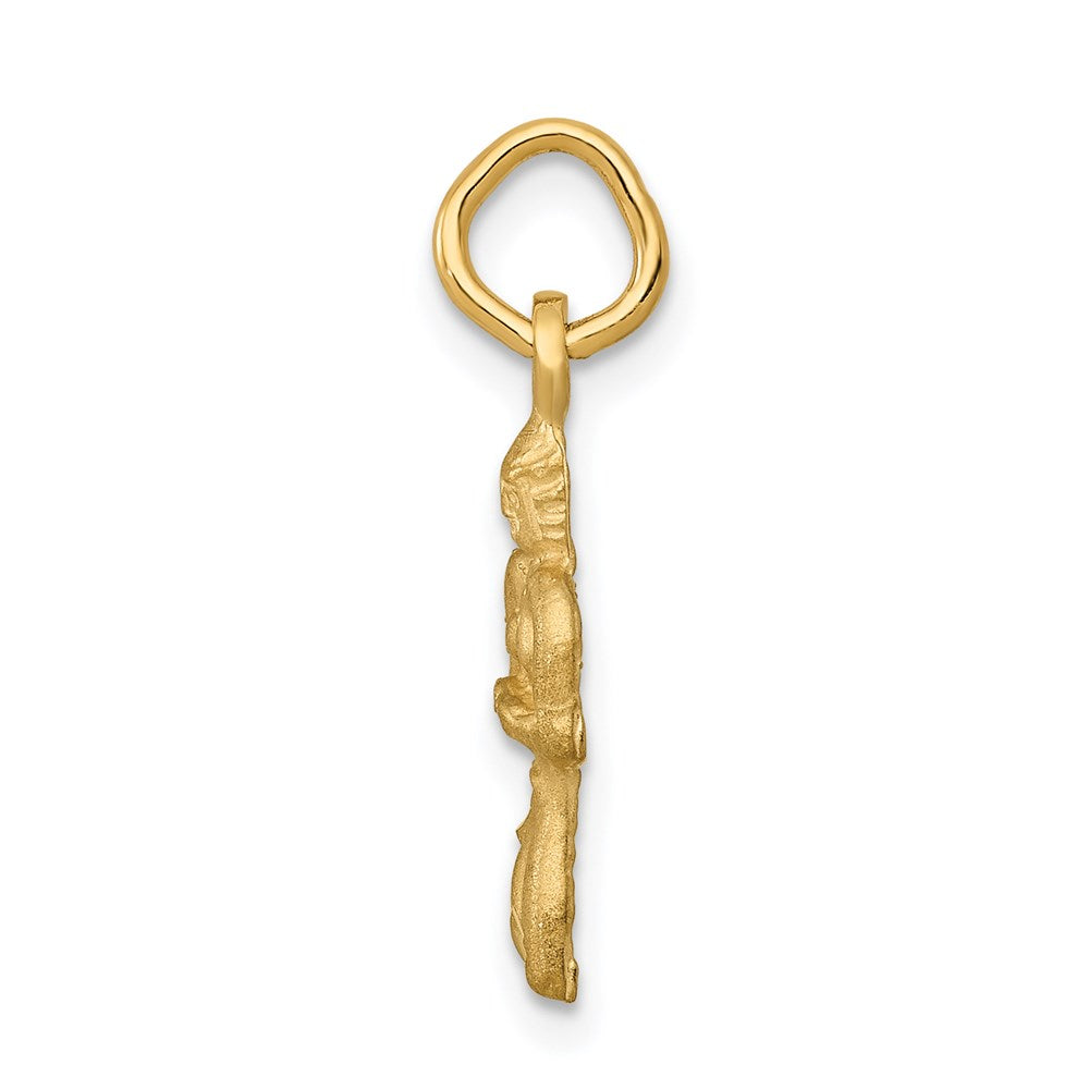 14K Gelbgold Satiniert Diamantiert Virgo Tierkreis Charm