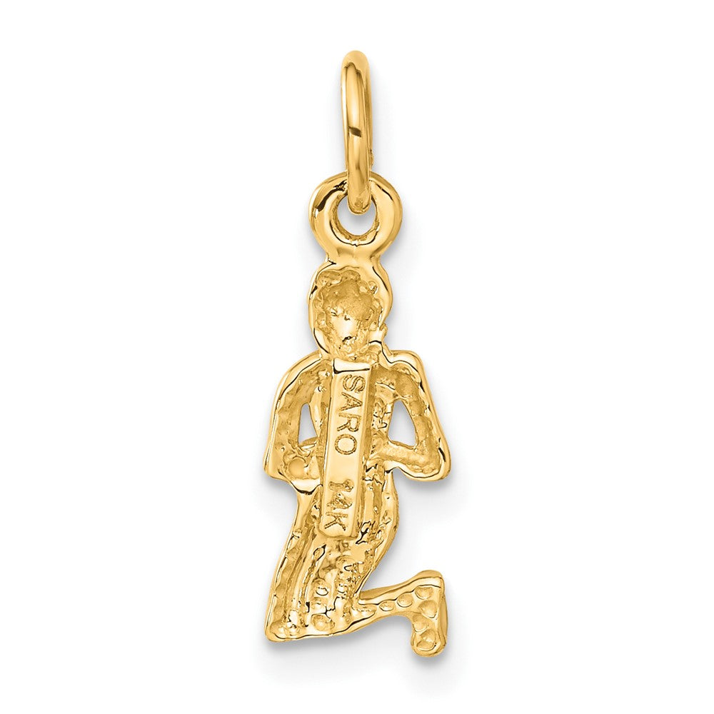 14K Gelbgold Satiniert Diamantiert Virgo Tierkreis Charm