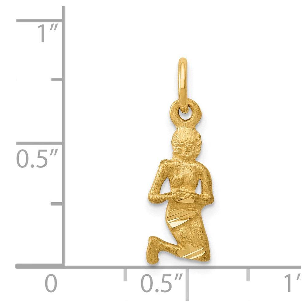 14K Gelbgold Satiniert Diamantiert Virgo Tierkreis Charm