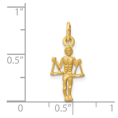 14K Gelbgold Satiniert Diamantiert Libra Tierkreis Charm