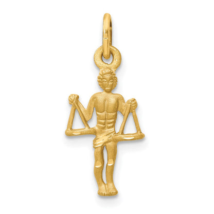 14K Gelbgold Satiniert Diamantiert Libra Tierkreis Charm