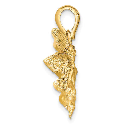 14K Gelbgold Feen-Charm, satiniert und poliert