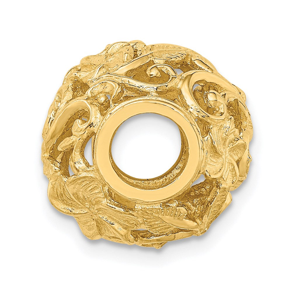 14K Gelbgold 3-D Plumeria-Blüten-Trommelverschluss-Charm