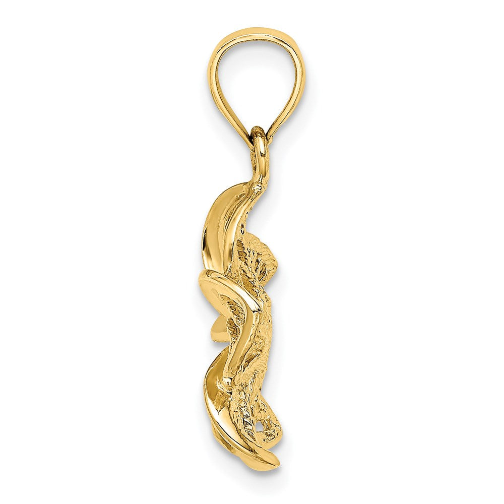 14 Karat Gelbgold Plumeria-Blüten-Charm mit Perlrand und poliertem Finish
