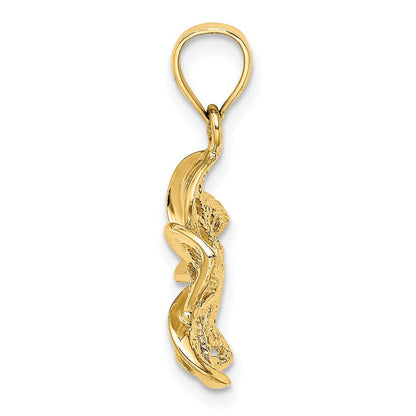 14 Karat Gelbgold Plumeria-Blüten-Charm mit Perlrand und poliertem Finish