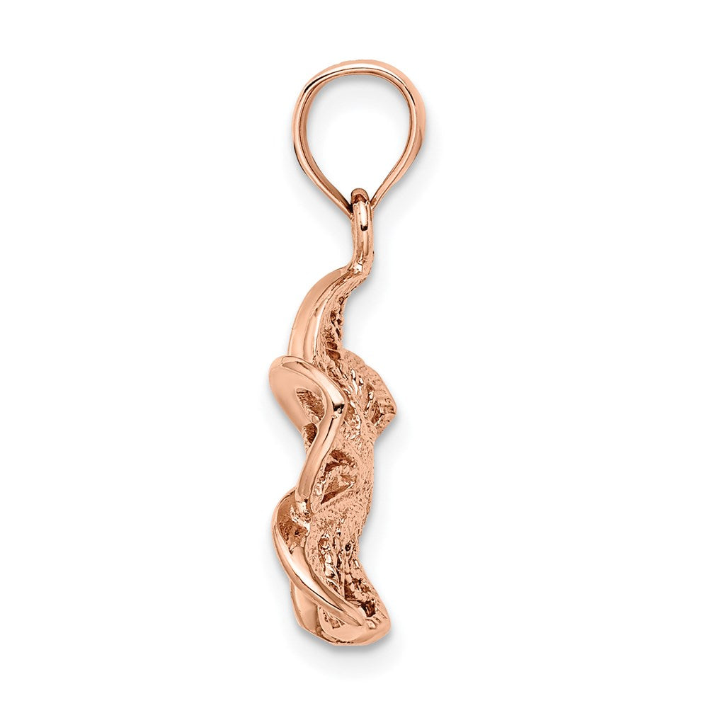 14K Roségold Plumeria-Blüten-Charm, perlenbesetzt und poliert