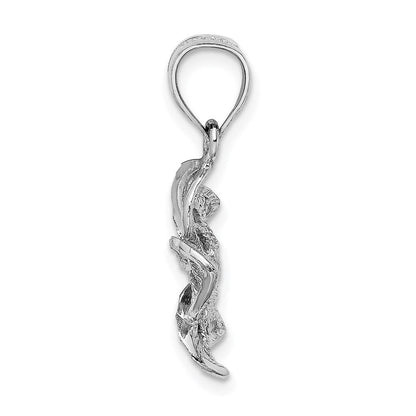 14K Weißgold Plumeria-Blüten-Charm, perliert und poliert