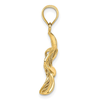 14 Karat Gelbgold Plumeria-Blüten-Charm, poliert und mit Perlrand