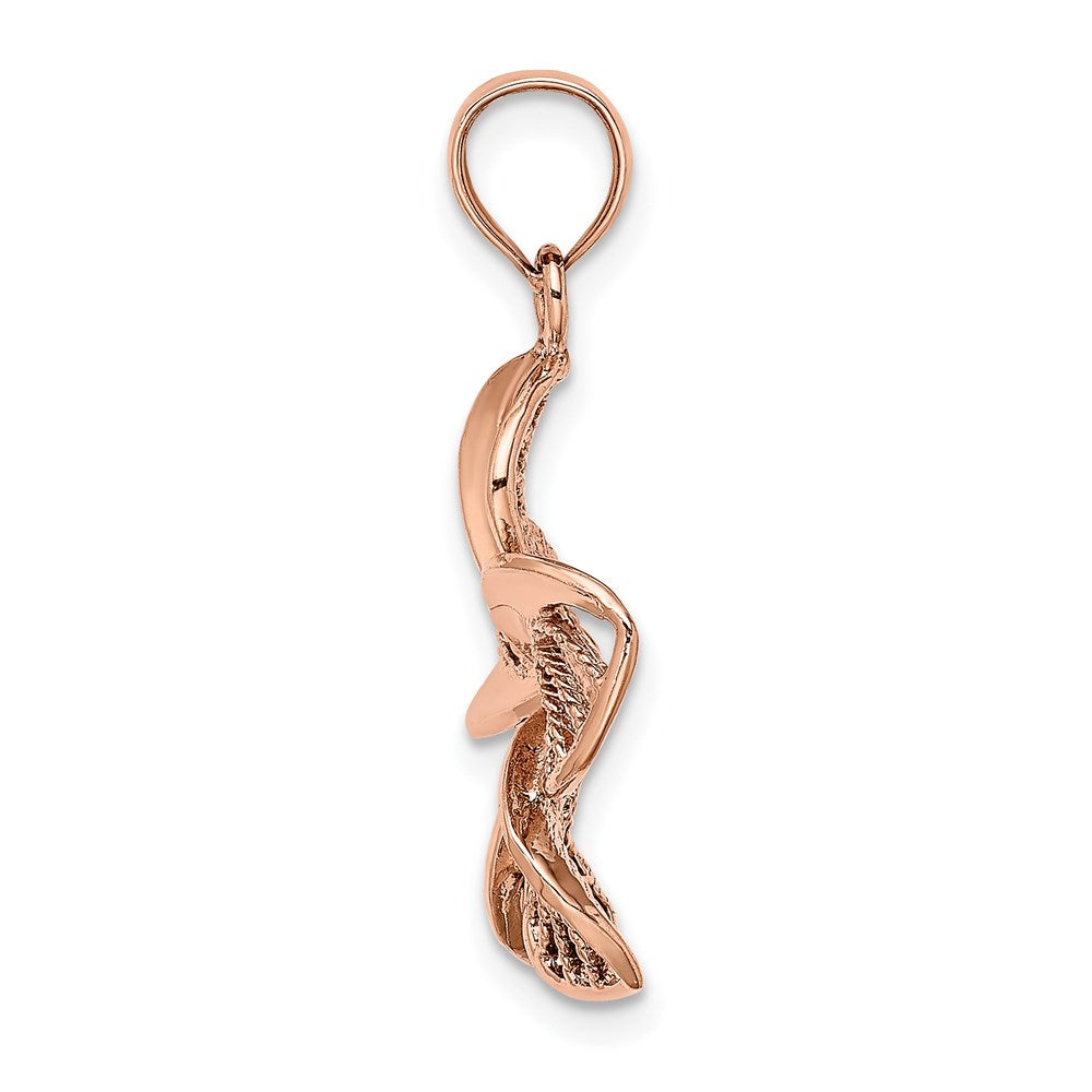 14K Roségold Polierter und Perlenverzierter Plumeria-Blüten-Charm