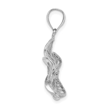 14K Weißgold Plumeria-Blüten-Charm, poliert und mit Perlrand
