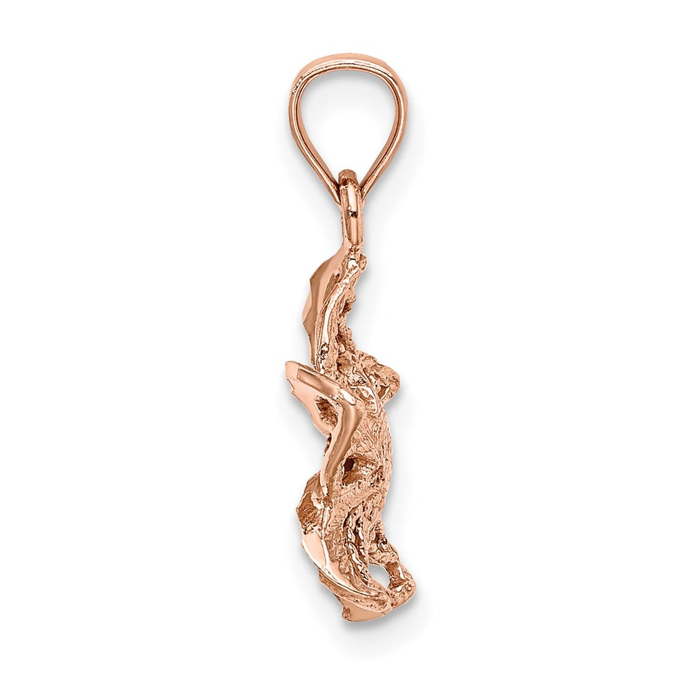 14K Roségold Gekugelt und Poliert Plumeria Blume Charm